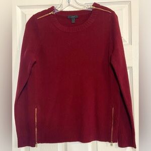 J. CREW Women’s Maroon Sz S Crew Neck Wool Sweater - Small Hole In Arm Pit